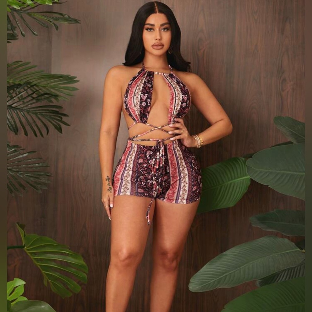 Floral top and short set